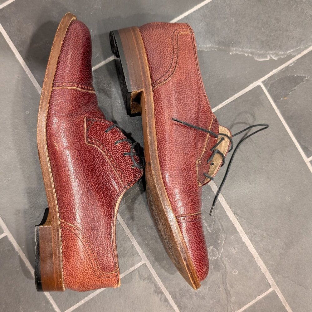 Vero Cuoio "Made in Italy" Burgundy Brown Leather Oxford Brogues - Women's sz 7 - Picture 7 of 14